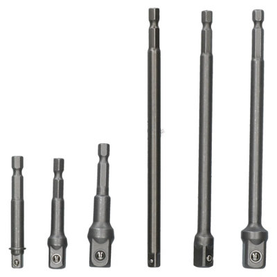 B&Q -  65mm + 150mm Socket Adapter Adaptor Hex Extension Set 1/4" 3/8" 1/2" 6Pc