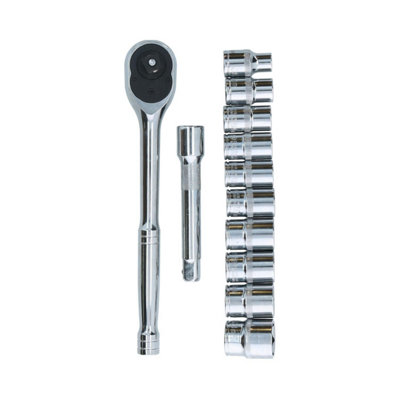 B&Q -  1/2" Drive Metric Shallow Socket And Accessory Set 10mm24mm 12Pc Set