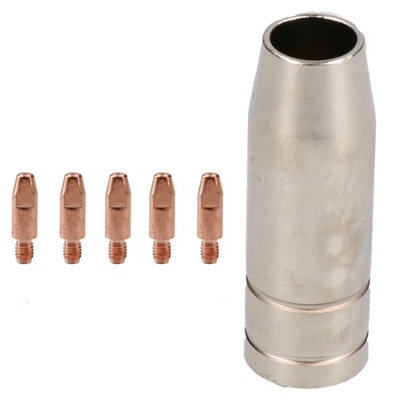 AB Tools 1 Shroud & 5 X 0.8mm Contact Tips Mig Welding Binzel Style Euro Torch Mb15 from B&Q