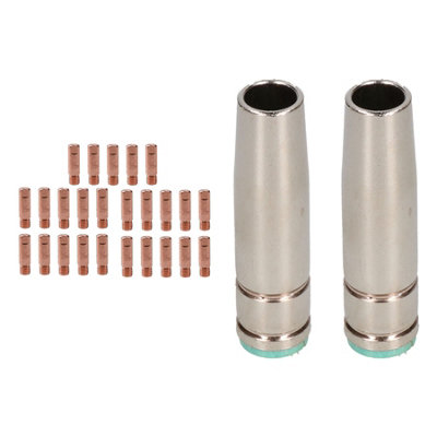 AB Tools 2 Shroud & 25 X 1.0mm Contact Tips Mig Welding Binzel Style Euro Torch Mb25 from B&Q