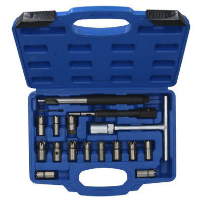 AB Tools 17Pc Diesel Injector Seat Cutter Cleaner Universal Injector Re-Face Reamer from B&Q