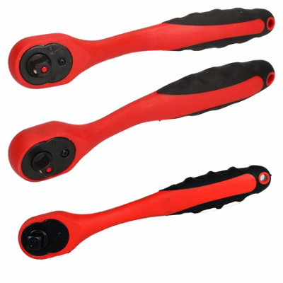 AB Tools Mixed Drive 1/4" 3/8" + 1/2" Curved Quick Release Reversible Ratchets Drivers from B&Q