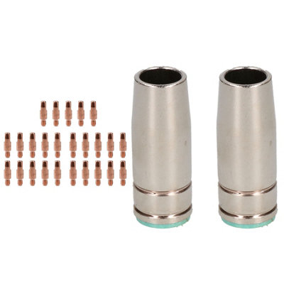 AB Tools 2 Shroud & 25 X 1.0mm Contact Tips Mig Welding Binzel Style Euro Torch Mb25 from B&Q