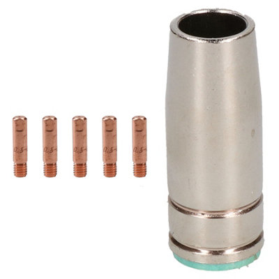 AB Tools 1 Shroud & 5 X 0.6mm Contact Tips Mig Welding Binzel Style Euro Torch Mb25 from B&Q