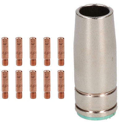 Apollo Slab Tech 1 Shroud & 10 X 0.6mm Contact Tips Mig Welding Binzel Style Euro Torch Mb25 from B&Q