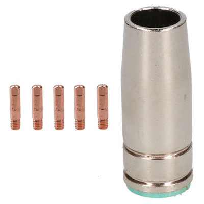 AB Tools 1 Shroud & 5 X 0.8mm Round Contact Tips Mig Welding Binzel Style Euro Mb25 from B&Q