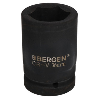 Ab Tools 36Mm Metric 1" Drive Deep Impact Socket 6 Sided Single Hex Thick Walled Black