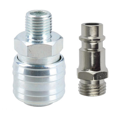 AB Tools Air Fitting Female Euro & Male Euro Fitting 1/4" Bsp Male Thread 2Pk from B&Q