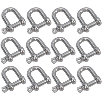 AB Tools 12 Pack 12mm Stainless Steel Dee Shackle Marine Grade 316 from B&Q