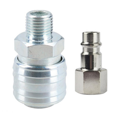 AB Tools Air Line Hose Fitting Female Coupler & Male Fitting 1/4" Bsp Euro Quick Release from B&Q
