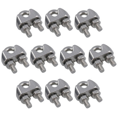 AB Tools 4mm Wire Rope / Cable Grip / Clamp Stainless Steel 316 Marine Grade 10 Pack from B&Q