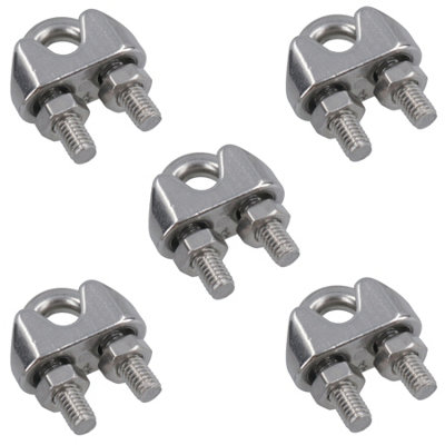 AB Tools 4mm Wire Rope / Cable Grip / Clamp Stainless Steel 316 Marine Grade 5 Pack from B&Q