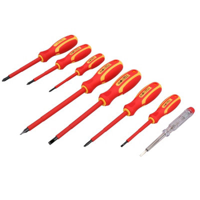 AB Tools Vde Insulated Electrical Screwdrivers + Mains Tester Phillips Flat 8Pc from B&Q