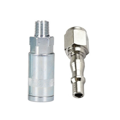 AB Tools 1/4" Bsp Air Line Fitting Female Coupler Male Thread & Male Plug Female Thread from B&Q