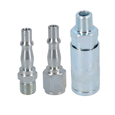 AB Tools 1/4" Bsp Female Coupler Male Thread & Male Plugs Air Line Hose Fittings from B&Q
