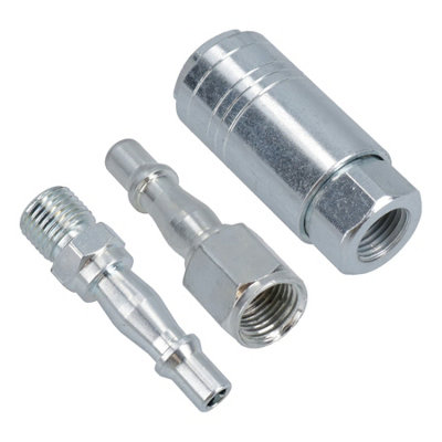 AB Tools 1/4" Bsp Female Coupler Female Thread & Male Plugs Air Line Hose Fittings from B&Q