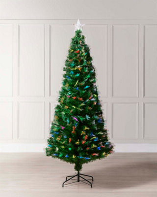 B&Q Pre-Lit Fibre Optic Christmas Tree With Tree Topper, 7 Ft 7Ft