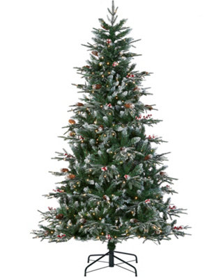 WeRChristmas Pre-Lit Snow-Flocked Norwegian Spruce Christmas Tree6 Ft350 Warm White LedsPinecones And Berries from B&Q