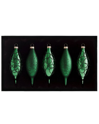WeRChristmas Christmas Green Glass Christmas Baubles5 Pack15 Cm from B&Q