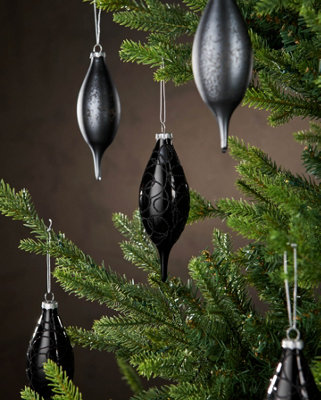 WeRChristmas Black Glass Christmas Baubles5 Pack15 Cm from B&Q