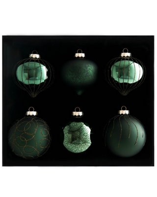 WeRChristmas Sage Green Glass Christmas Baubles6 Pack10 Cm from B&Q