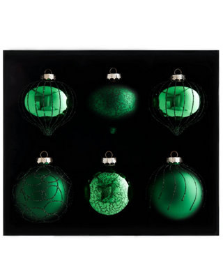 WeRChristmas Christmas Green Glass Christmas Baubles6 Pack10 Cm from B&Q