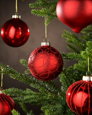 WeRChristmas Christmas Red Glass Christmas Baubles6 Pack10 Cm from B&Q