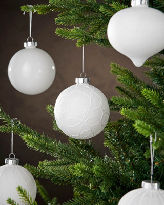 WeRChristmas White Glass Christmas Baubles6 Pack10 Cm from B&Q