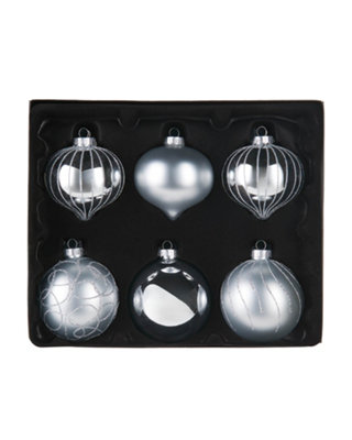 WeRChristmas Silver Glass Christmas Baubles6 Pack10 Cm from B&Q