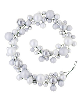 WeRChristmas Silver Christmas Tree Garland 9Ft Decoration With 84 Mixed Finish Baubles from B&Q