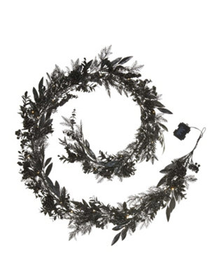 WeRChristmas Black Pine Bauble Christmas Tree Garland 9Ft Decoration With 84 Mixed Finish Baubles from B&Q