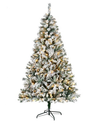 WeRChristmas Pre Lit Snow Flocked Mixed Pine Christmas Tree 8Ft from B&Q
