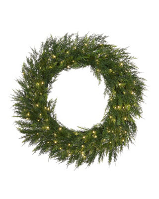WeRChristmas Pre-Lit Cypress Fir Wreath76 Cm from B&Q