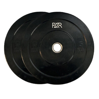 FXR Sports Black Virgin Rubber Bumper Plates2 X 5Kg from B&Q