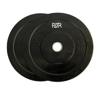 FXR Sports Black Virgin Rubber Bumper Plates2 X 15Kg from B&Q