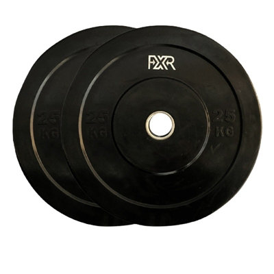 FXR Sports Black Virgin Rubber Bumper Plates2 X 25Kg from B&Q