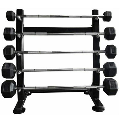 FXR Sports Barbell Rack With 5 Hex Rubber Barbells from B&Q