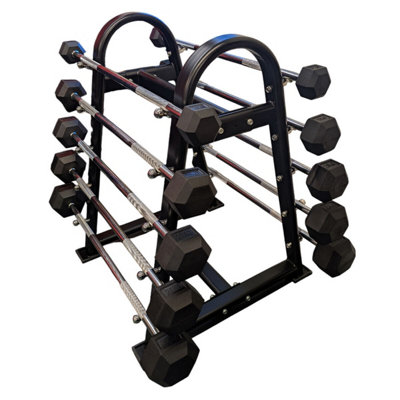 FXR Sports Double Sided Barbell Stand With 10 Hex Barbells from B&Q