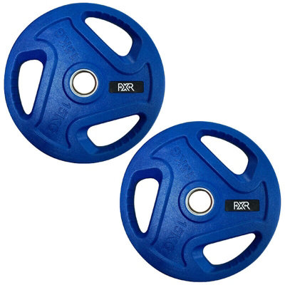 FXR Sports Olympic 2" Tri-Grip Rubber Encased Cast Iron Weight Plates2 X 15Kg from B&Q