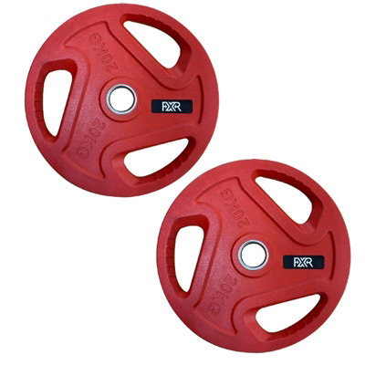 FXR Sports Olympic 2" Tri-Grip Rubber Encased Cast Iron Weight Plates2 X 20Kg from B&Q