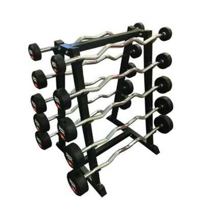 FXR Sports Double Sided Barbell Stand With 10 Ez Round Rubber Barbells from B&Q