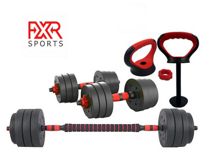 FXR Sports 20Kg Adjustable Dumbbell Barbell Set With Kettlebell Handle from B&Q