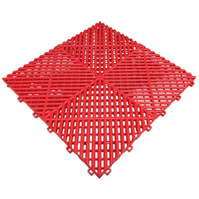 Interlocking Garage Flooring TilesVented Modular Tile For Showroom / DetailingRed from B&Q