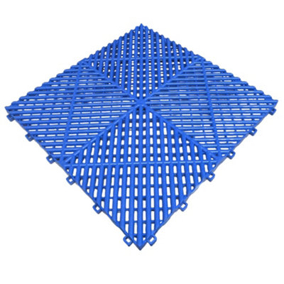 Interlocking Garage Flooring TilesVented Modular Tile For Showroom / DetailingBlue from B&Q