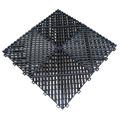 Interlocking Garage Flooring TilesVented Modular Tile For Showroom / DetailingBlack from B&Q