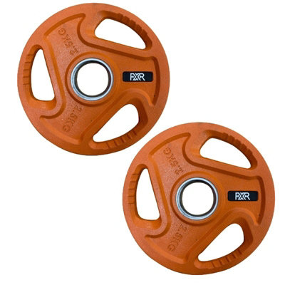 FXR Sports Olympic 2" Tri-Grip Rubber Encased Cast Iron Weight Plates2 X 2.5Kg from B&Q