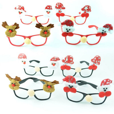 Shatchi 8Pk Of Assorted 3D Christmas Glasses Xmas Fancy Costume Accessories Photo Booth Prop Stocking Fillers Gifts Favours from B&Q