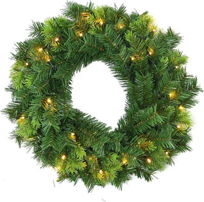 Shatchi 55Cm Wreath Pre Lit With Various Tips Christmas Fireplace Home Wall Door Decorations Outdoor Battery Box Indoor