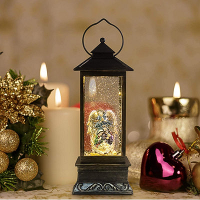 Shatchi 25Cm Christmas Festive Nativity Led Lights Up Lantern With Glitter Xmas Home Decor Gifts Present from B&Q