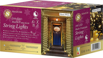 Shatchi 200 Warm White Leds Multifunction Timer Outdoor String Fairy Lights 20M from B&Q